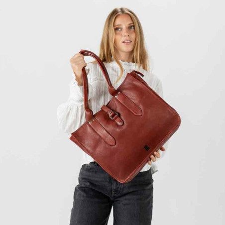 Biba Rushville Sac Cabas Tote Cuir RUE1L Teja porté main