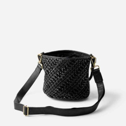 Biba Selma Bucket Bag in Woven Leather SEM1L Negro
