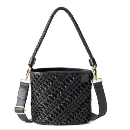Biba Selma Bucket Bag in Woven Leather SEM1L Negro
