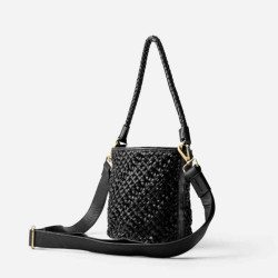 Biba Selma Bucket Bag in Woven Leather SEM1L Negro