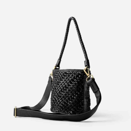 Biba Selma Bucket Bag in Woven Leather SEM1L Negro