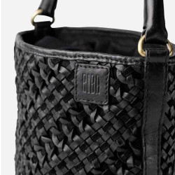Biba Selma Bucket Bag in Woven Leather SEM1L Negro