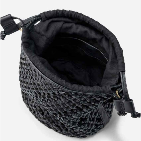 Biba Selma Bucket Bag in Woven Leather SEM1L Negro