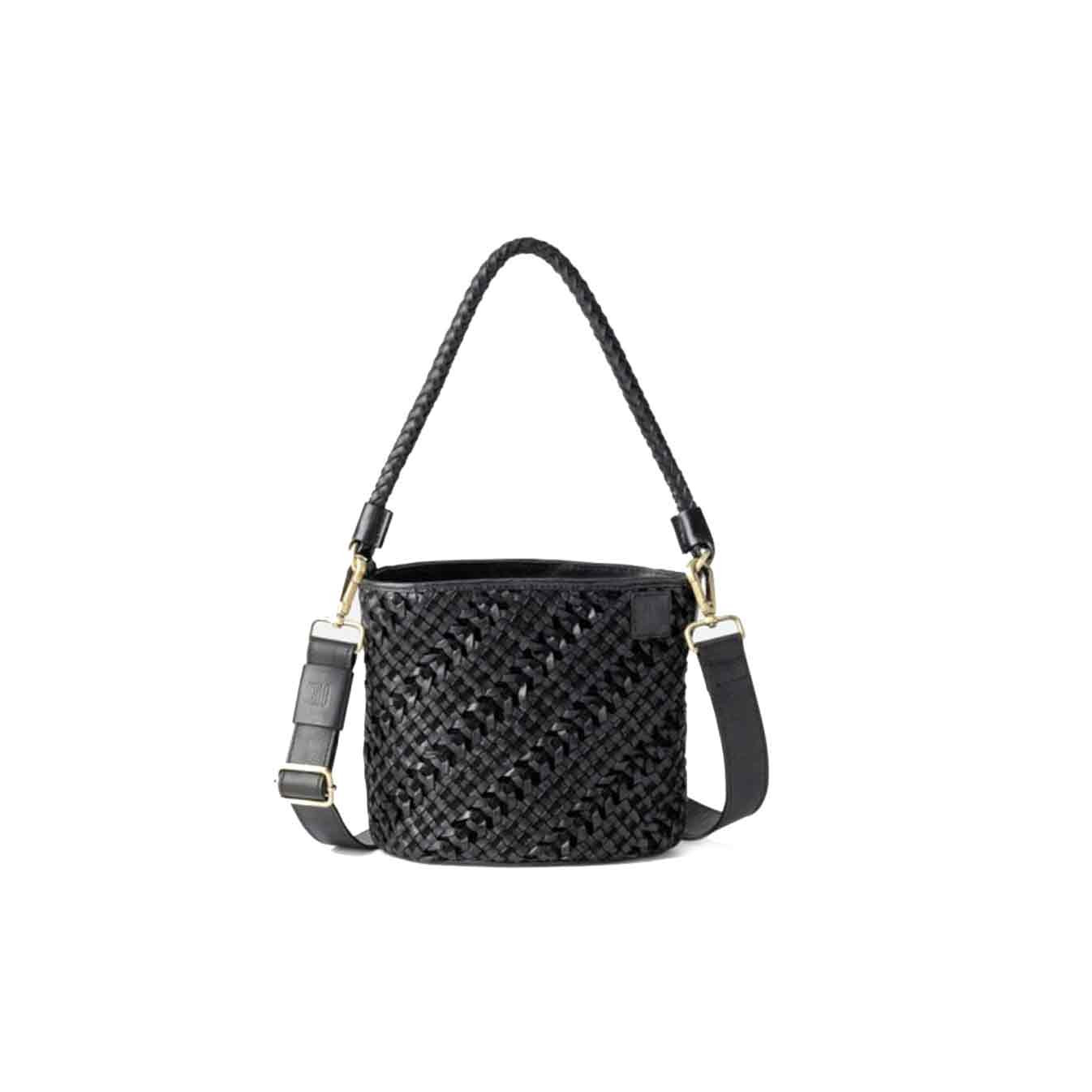 Biba Selma Bucket Bag in Woven Leather SEM1L Negro