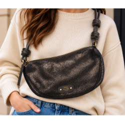 Mila Louise Ove GR Grand Sac Banane Brillant Gris Dark