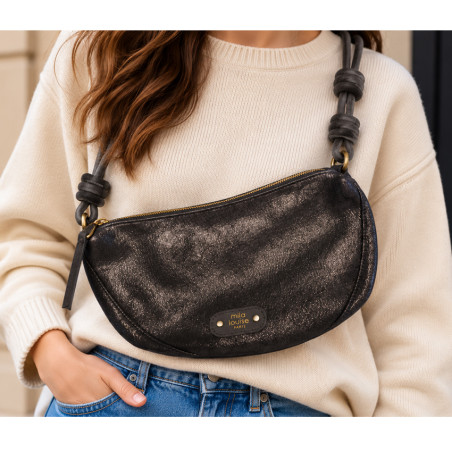 Mila Louise Ove GR Grand Sac Banane Brillant Gris Dark