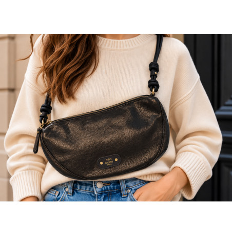 Mila Louise Ove GR Grand Sac Banane Brillant Brun Dark