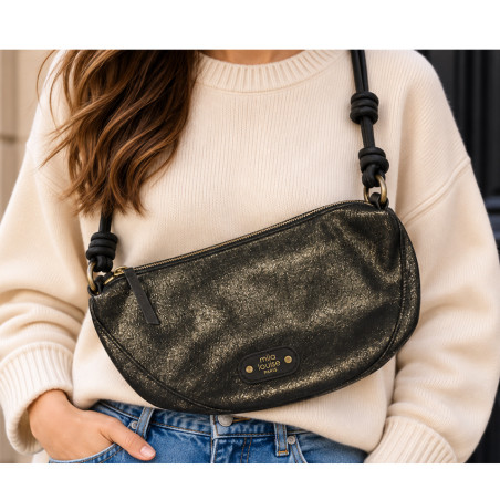 Mila Louise Ove GR Large Banana Bag Shiny Khaki Dark