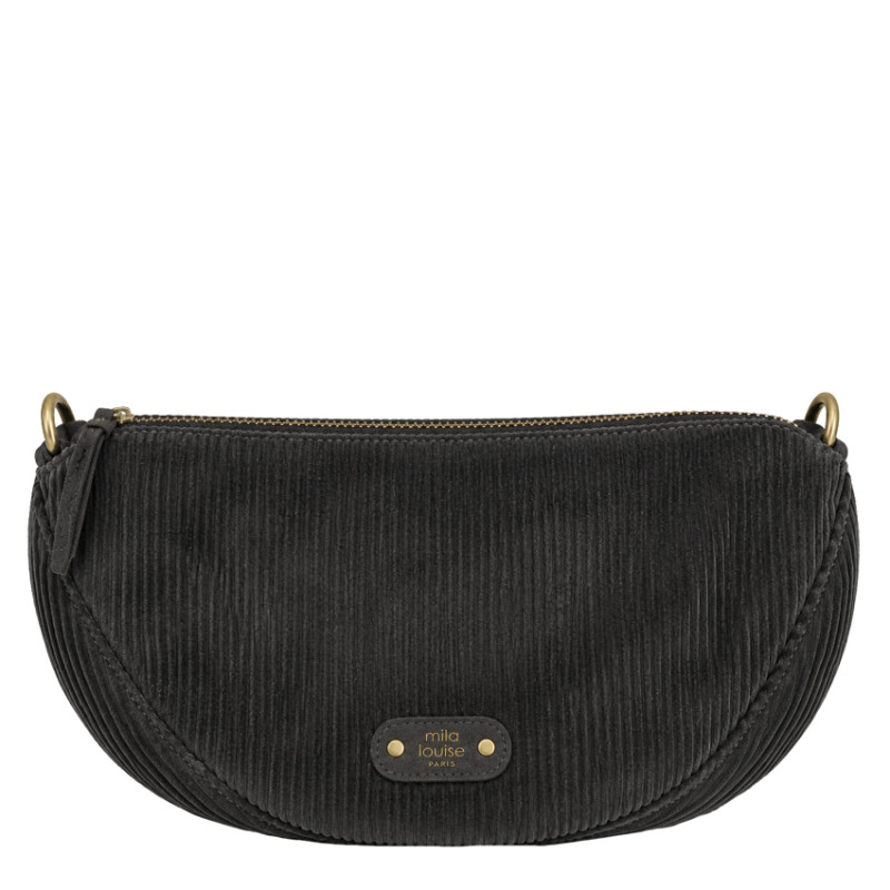 Mila Louise Ove VFR 2 Grand Sac Banane Velours Côtelé Gris Dark