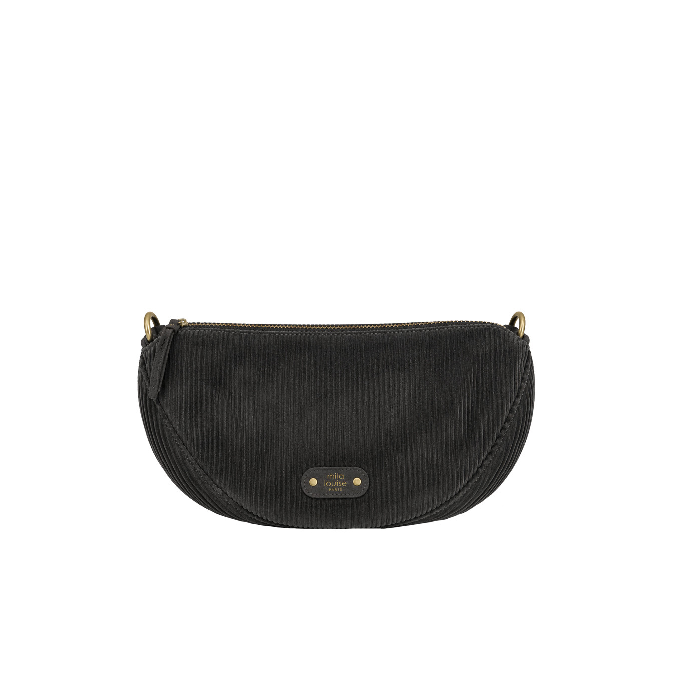 Mila Louise Ove VFR 2 Grand Sac Banane Velours Côtelé Gris Dark