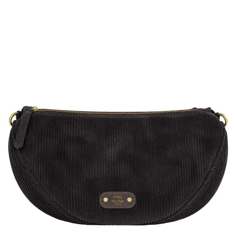 Mila Louise Ove VFR 2 Grand Sac Banane Velours Côtelé Brun Dark