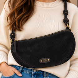 Mila Louise Ove VFR 2 Grand Sac Banane Velours Côtelé Brun Dark
