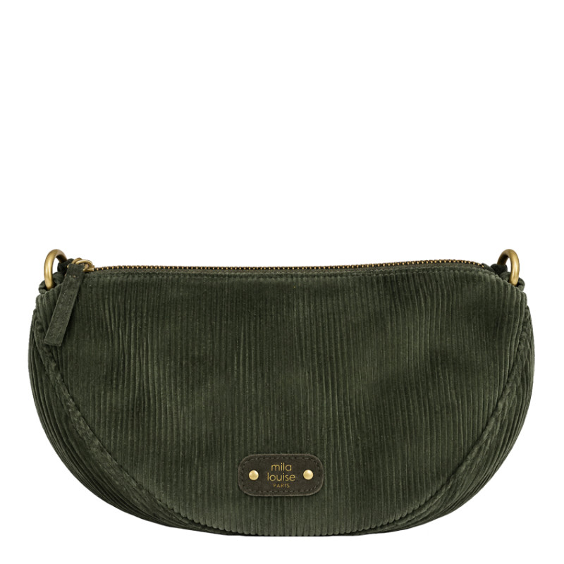 Mila Louise Ove VFR 2 Grand Sac Banane Velours Côtelé Kaki Dark