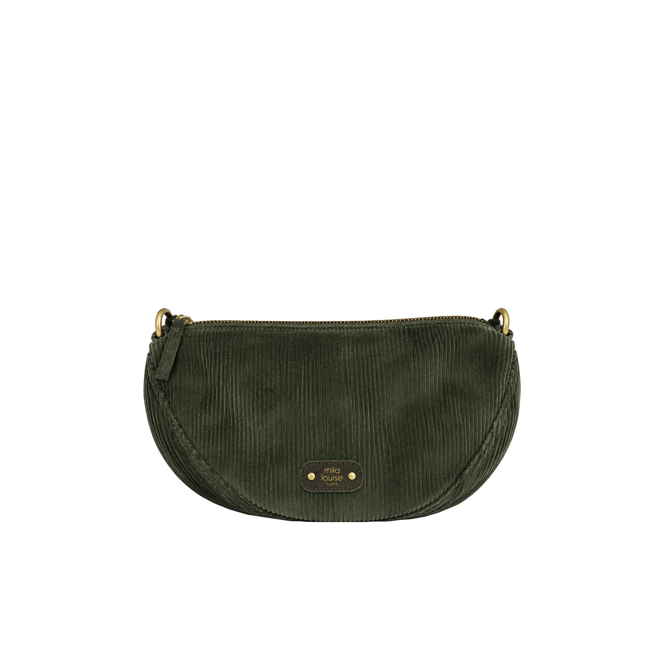 Mila Louise Ove VFR 2 Grand Sac Banane Velours Côtelé Kaki Dark