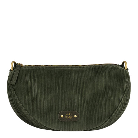 Mila Louise Ove VFR 2 Grand Sac Banane Velours Côtelé Kaki Dark