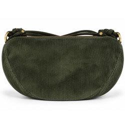 Mila Louise Ove VFR 2 Grand Sac Banane Velours Côtelé Kaki Dark