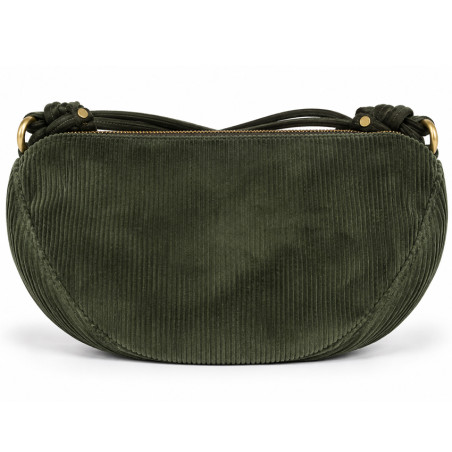 Mila Louise Ove VFR 2 Grand Sac Banane Velours Côtelé Kaki Dark dos