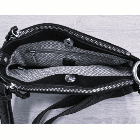 Mila Louise Noeli XS E1 Petit Sac Besace En Cuir Grainé Brun ouvert