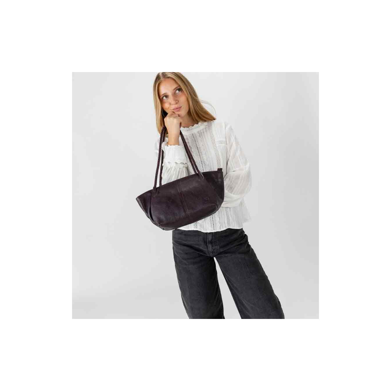 Biba Somerville Small Baguette Leather Tote SOR2L Bordeaux