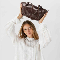 Biba Somerville Petit Cabas Baguette Cuir SOR2L Marron Oscuro