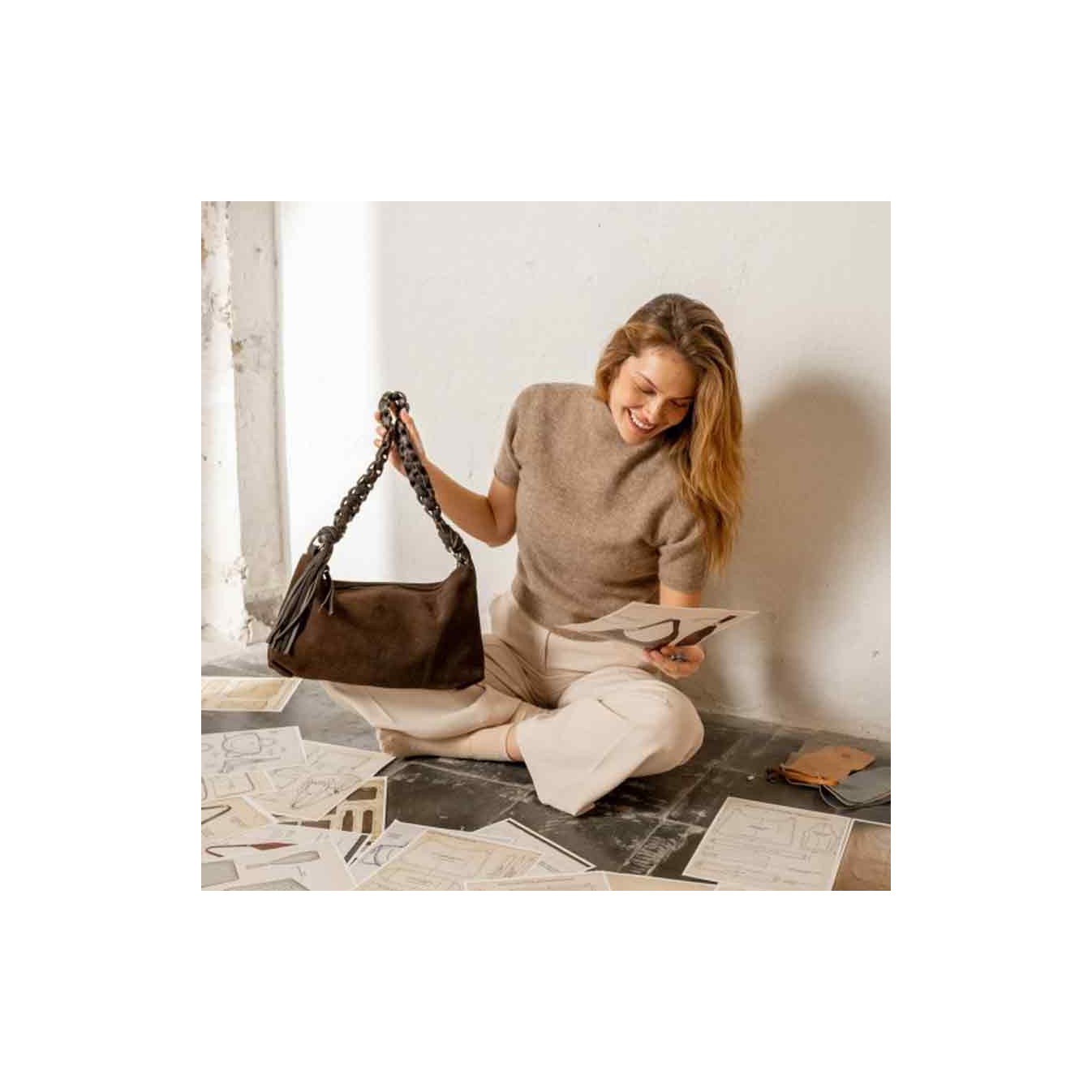 Biba Valmy Shoulder Bag Leather VAY2L Dark Brown