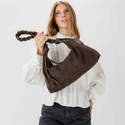 Biba Valmy Sac Porté Epaule Cuir VAY2L Marron Oscuro