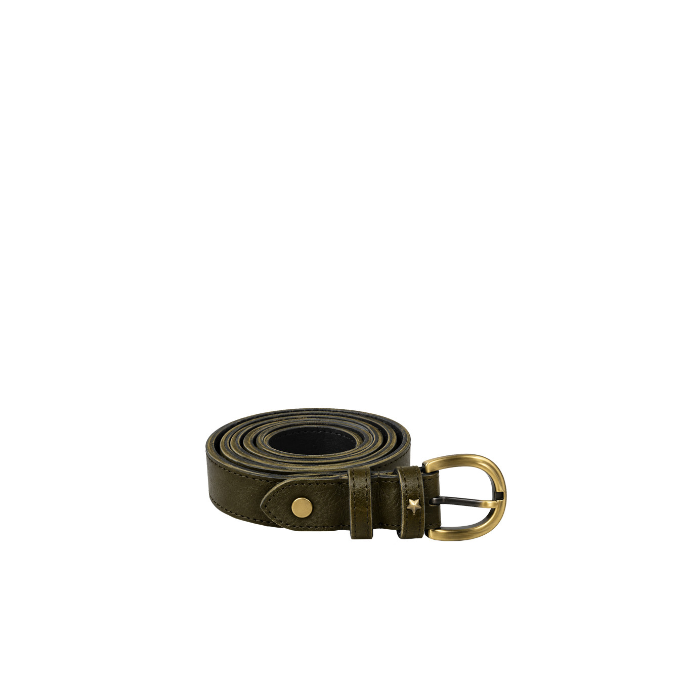 Mila Louise Pallas CC Leather Belt in Khaki