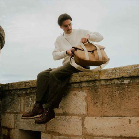 Bleu de Chauffe Business Musette Tote Bag and Camel Leather BM