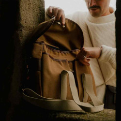 Bleu de Chauffe Sac Business Musette Toile et Cuir Camel BM ouvert