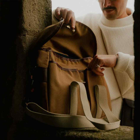 Bleu de Chauffe Business Musette Tote Bag and Camel Leather BM