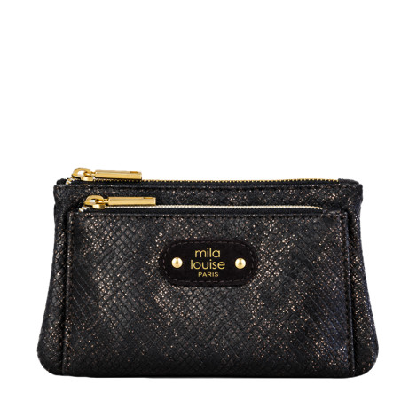 Mila Louise Paloma PT4 Porte-Monnaie Effet Croco Brun Dark