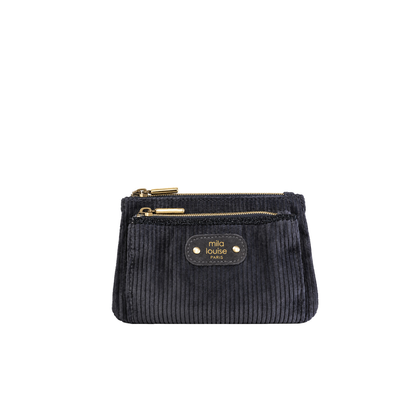 Mila Louise Paloma VFR2 Porte-Monnaie Effet Velours Côtelé & Brillant Gris Dark