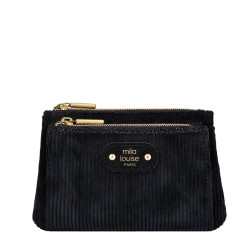 Mila Louise Paloma VFR2 Porte-Monnaie Effet Velours Côtelé & Brillant Noir