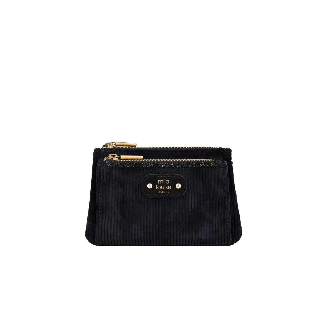 Mila Louise Paloma VFR2 Porte-Monnaie Effet Velours Côtelé & Brillant Noir