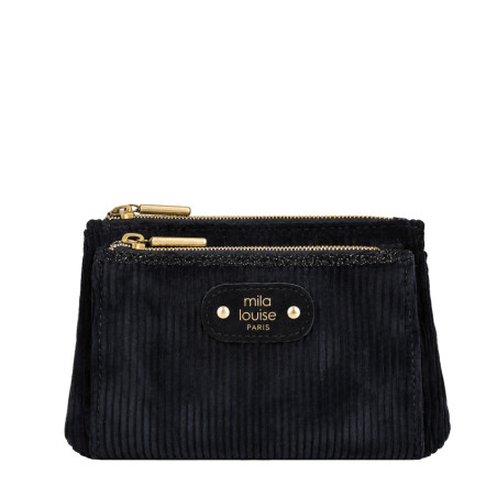 Mila Louise Paloma VFR2 Porte-Monnaie Effet Velours Côtelé & Brillant Noir