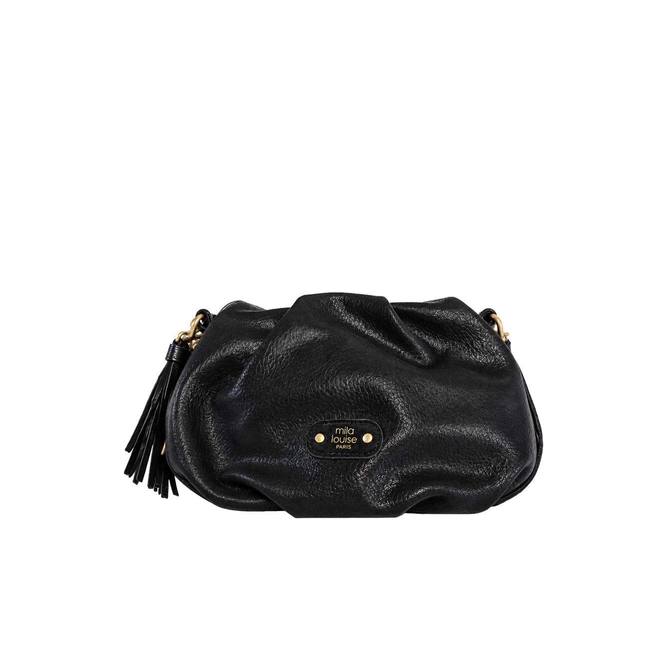 Mila Louise Priscia GR Sac Bourse Effet Grainé & Brillant Noir