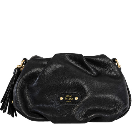 Mila Louise Priscia GR Sac Bourse Effet Grainé & Brillant Noir