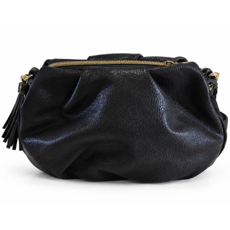 Mila Louise Priscia GR Sac Bourse Effet Grainé & Brillant Noir dos