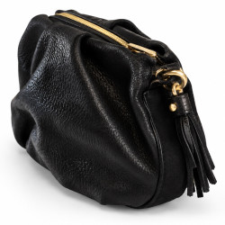Mila Louise Priscia GR Sac Bourse Effet Grainé & Brillant Noir côté