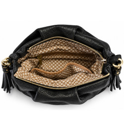 Mila Louise Priscia GR Sac Bourse Effet Grainé & Brillant Noir ouvert