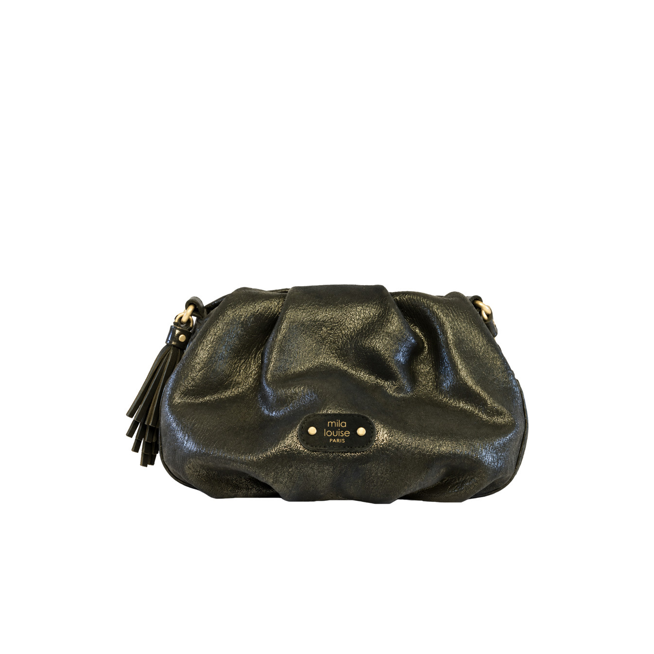 Mila Louise Priscia GR Crossbody Bag Grainy & Shiny Effect Dark Khaki