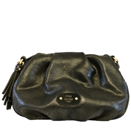 Mila Louise Priscia GR Sac Bourse Effet Grainé & Brillant Kaki Dark