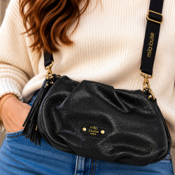 Mila Louise Priscia GR Sac Bourse Effet Grainé & Brillant Noir