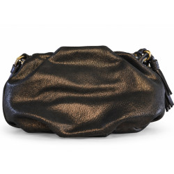 Mila Louise Priscia GR Sac Bourse Effet Grainé & Brillant Brun Dark