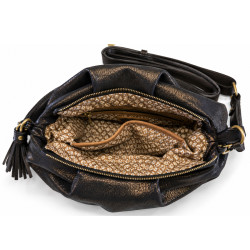 Mila Louise Priscia GR Sac Bourse Effet Grainé & Brillant Brun Dark