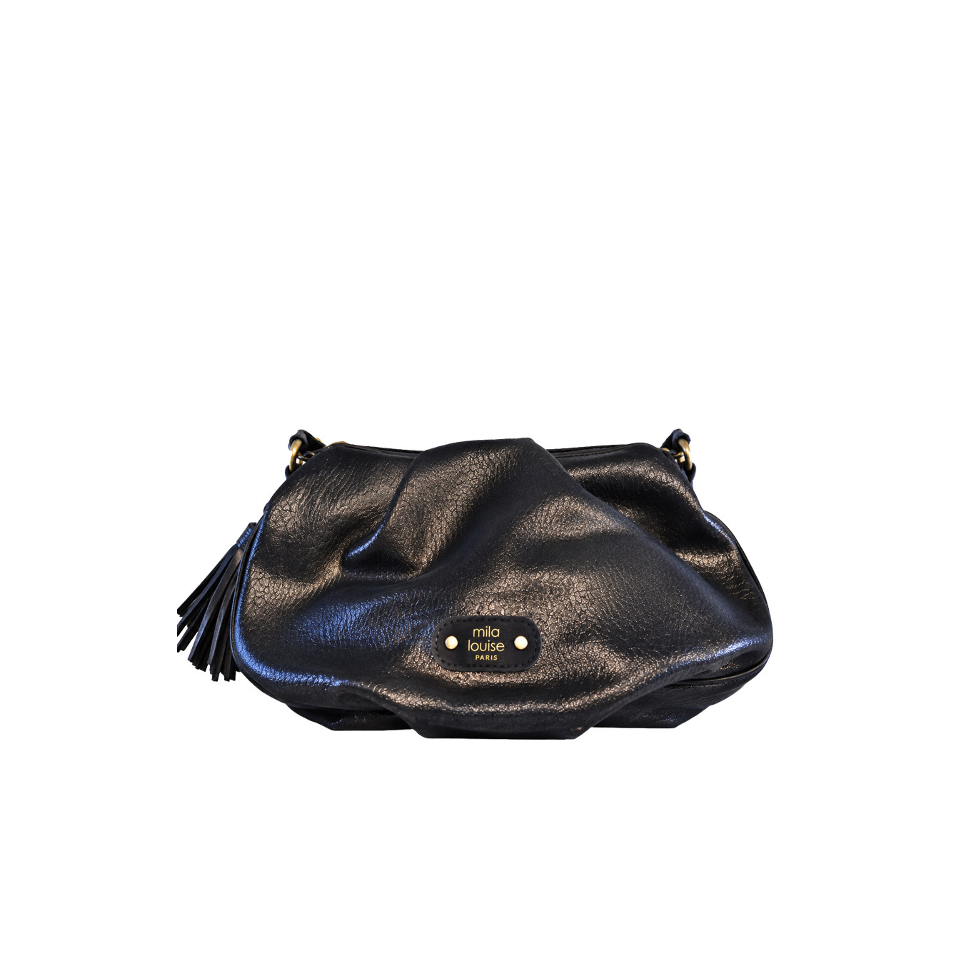 Mila Louise Priscia GR Sac Bourse Effet Grainé & Brillant Gris Dark