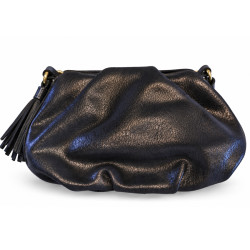 Mila Louise Priscia GR Sac Bourse Effet Grainé & Brillant Gris Dark