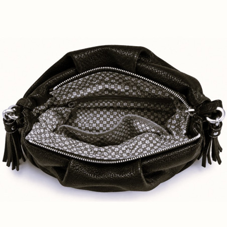 Mila Louise Priscia GR Sac Bourse Effet Grainé & Brillant Gris Dark ouvert