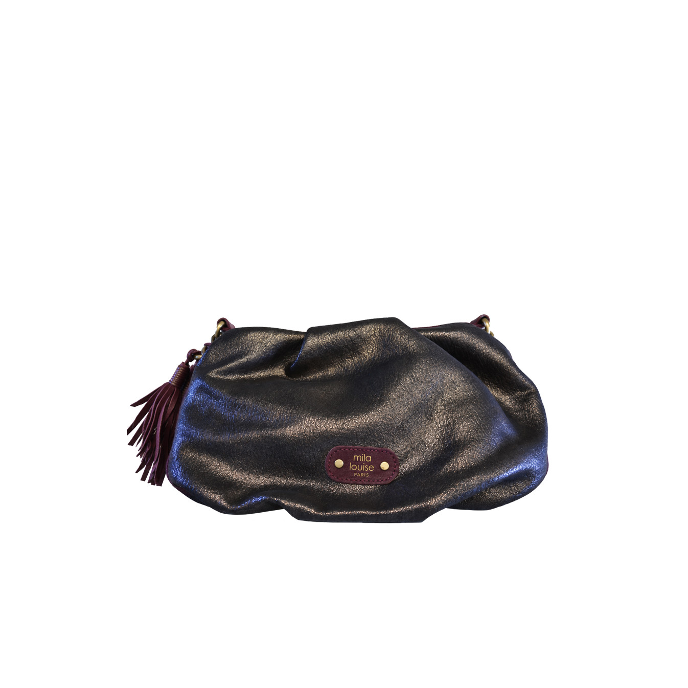 Mila Louise Priscia GR Sac Bourse Effet Grainé & Brillant Rouge Dark