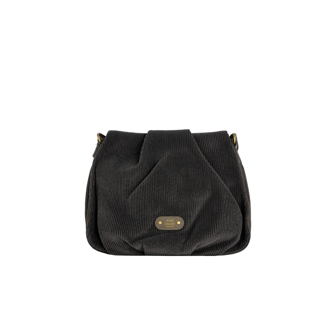 Mila Louise Priscille VFR2 Sac Besace Effet Velours Côtelé Gris Dark